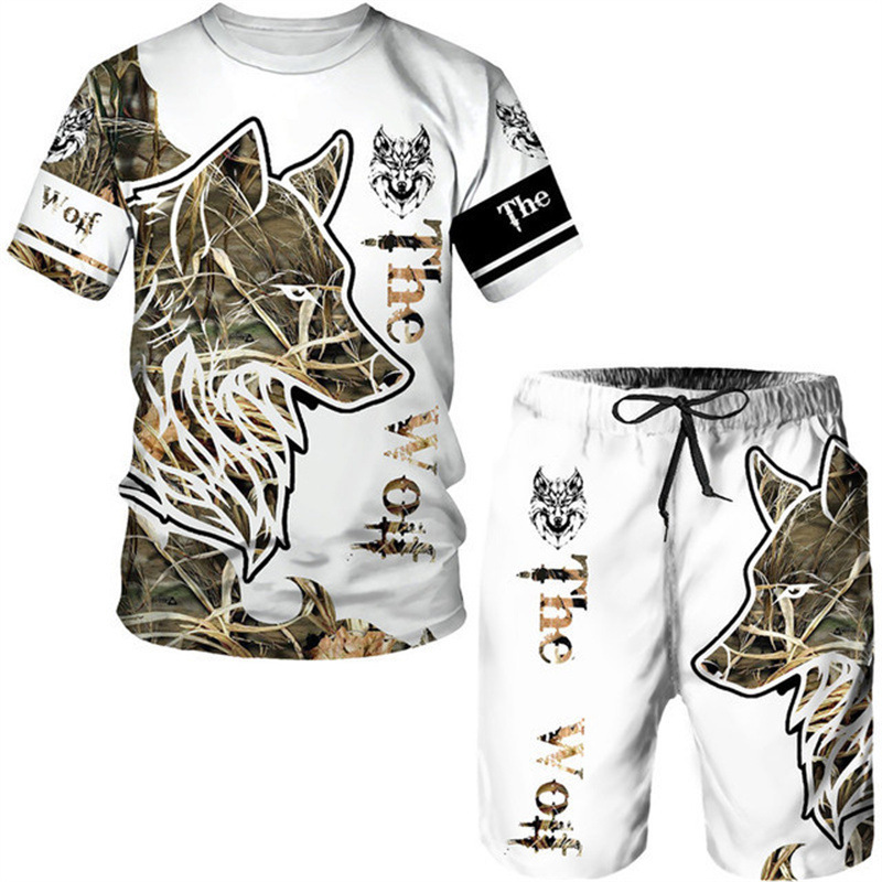 Men's Trendy Casual 3D Digital Printed Short Sleeve T-Shirt And Shorts Tracksuit Summer Fashion_viptrois.com