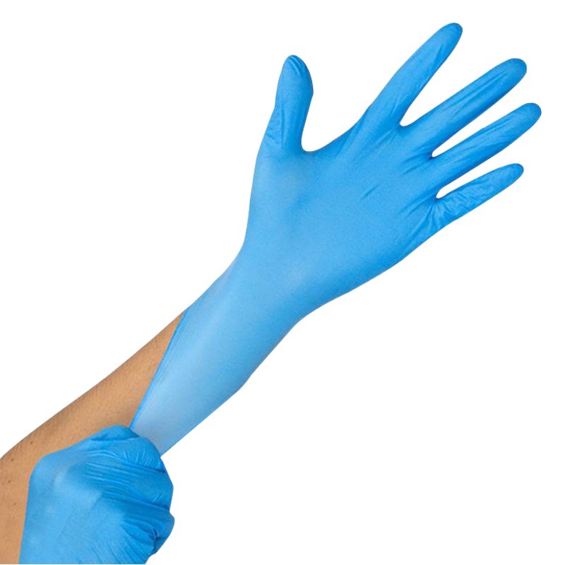 Guantes de nitrilo desechables puros azules al por mayor engrosados y duraderos para las tareas domésticas de cocina de grado alimenticio guantes de caucho de nitrilo