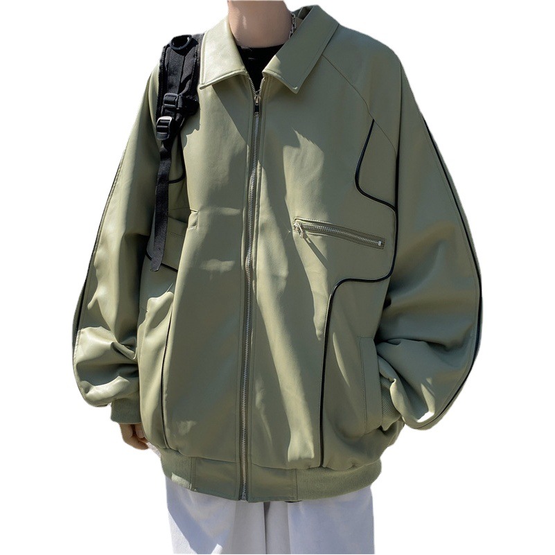 Puleather chaqueta hombres Otoño e Invierno ins marea marca calle uppie guapo versión coreana tendencia suelta personalidad hip hop cardigan