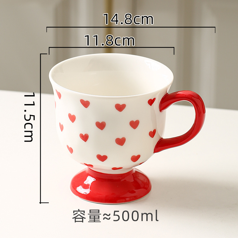 高見えする水玉グラス、家庭用陶器カップ、ドリンクカップ、コーヒーカップ、かわいいミルクオートミールカップ|undefined