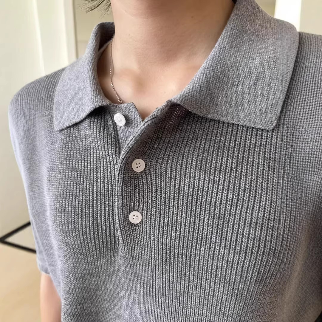 Luxuriöses Herren-Sommer-Strickoberteil aus Baumwolle und Leinen mit Blumenmuster, lockerer Passform, atmungsaktiv, kurzärmelig, für Damen und Herren_voghion.com