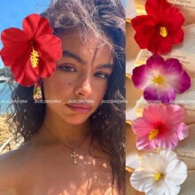 跨境新款扶桑花发夹超大仿真布艺花朵夏威夷度假风12cm创意发卡女