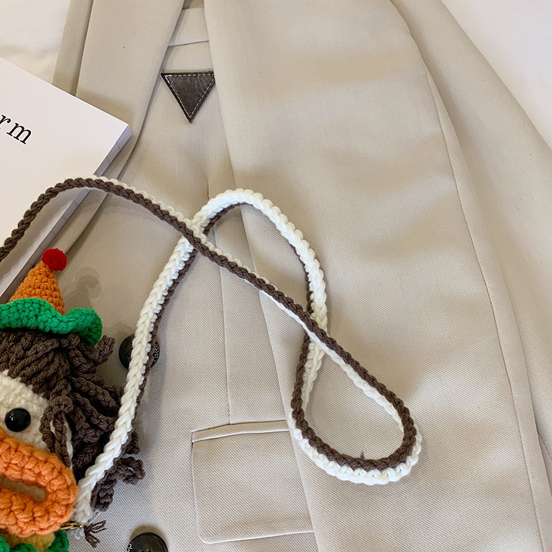 Douyin popolare salsiccia bocca grande bocca borsa per cellulare borsa fatta a mano all'uncinetto fai da te in lana per maglieria borsa divertente portachiavi_voghion.com