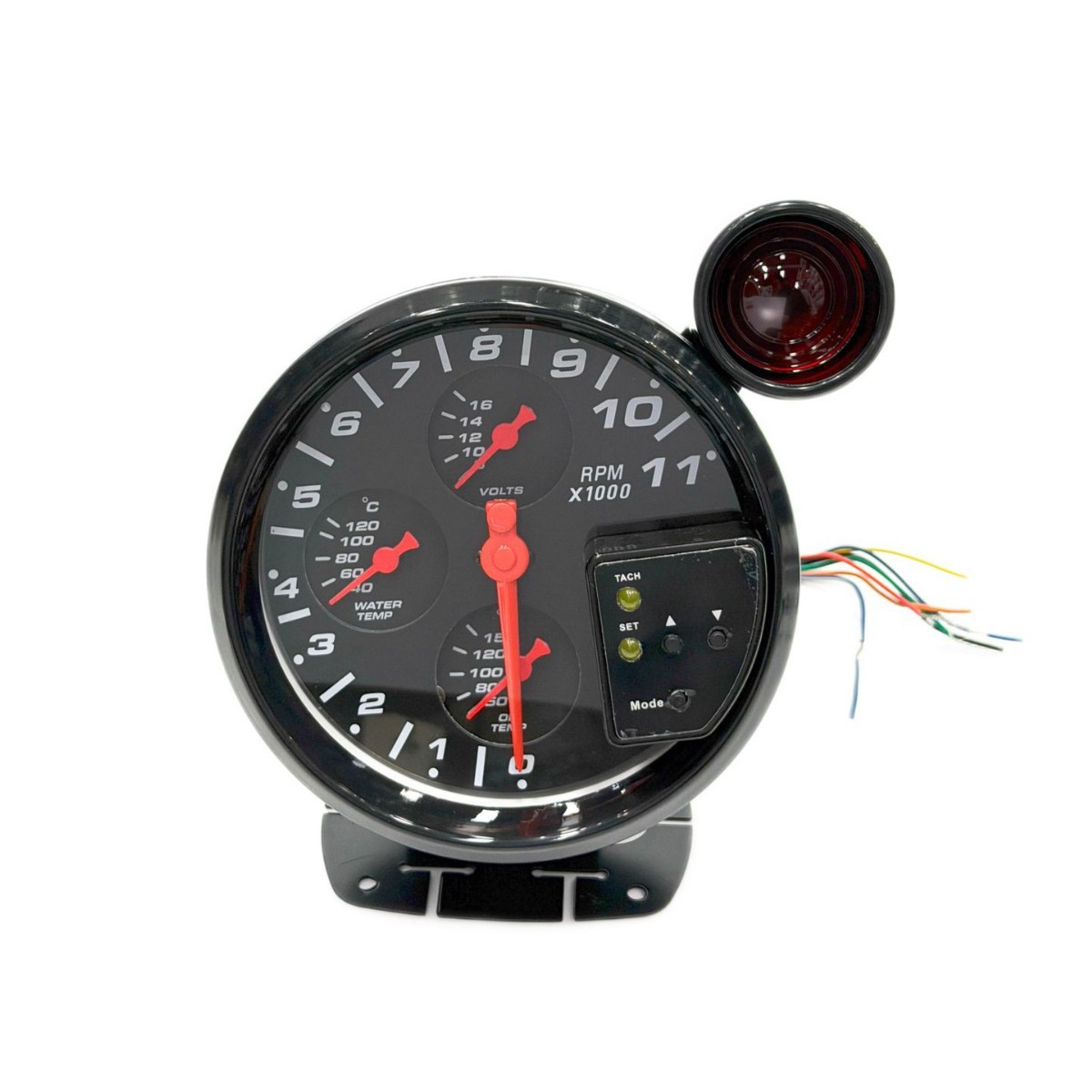 Car Modification Instrument 5-Inch 12V Four-In-One Tachometer Multi-Function Voltage, Water Temperature, Oil Temperature Gauge Universal for Racing Cars