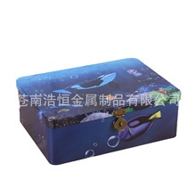 厂家定制方形带锁创意金属礼物盒 礼品包装铁盒卡通收纳储物盒