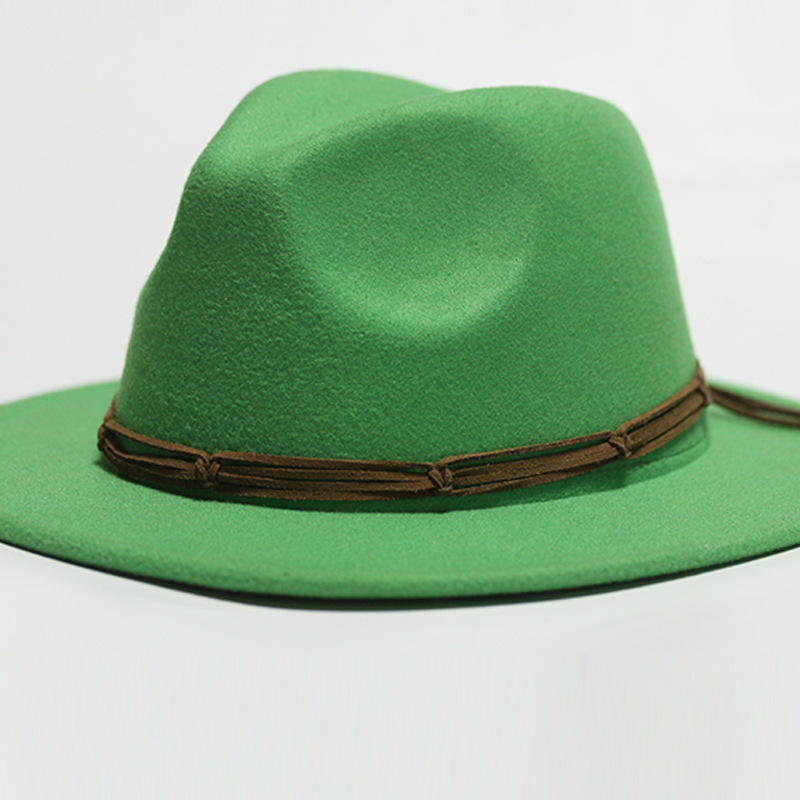 Nuevo sombrero Pu Correa remachada sombrero con sombrero vaquero de piedra elástica sombrero de fieltro cinturón de tejido modelo Pu sombrero con accesorios