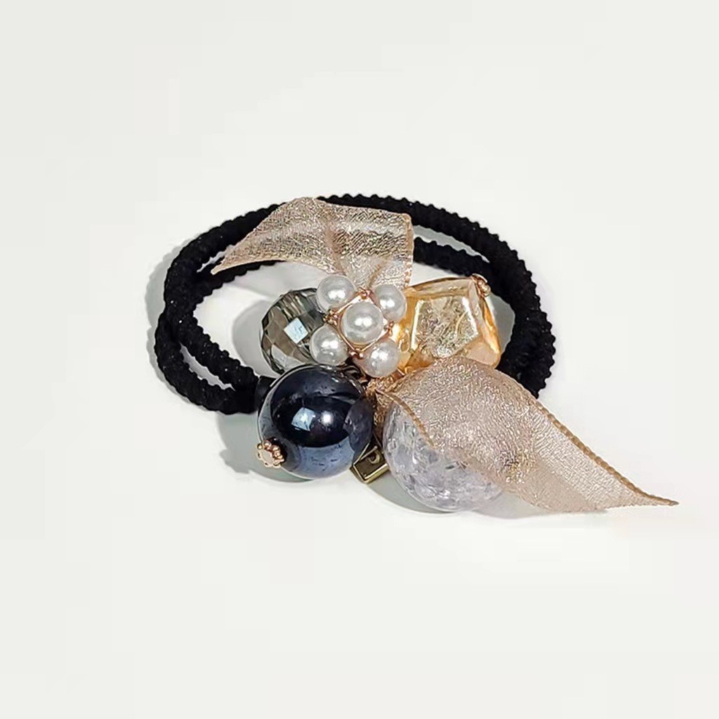 Black crystal ball hair rope