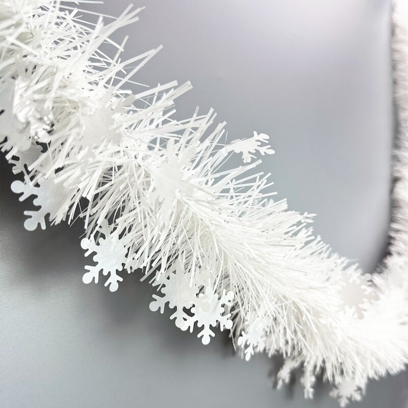 クロスボーダークリスマスデコレーションカラーストリップ白い雪の結晶 2m 暗号化された毛羽 9cm ラタン雰囲気アレンジメント|undefined