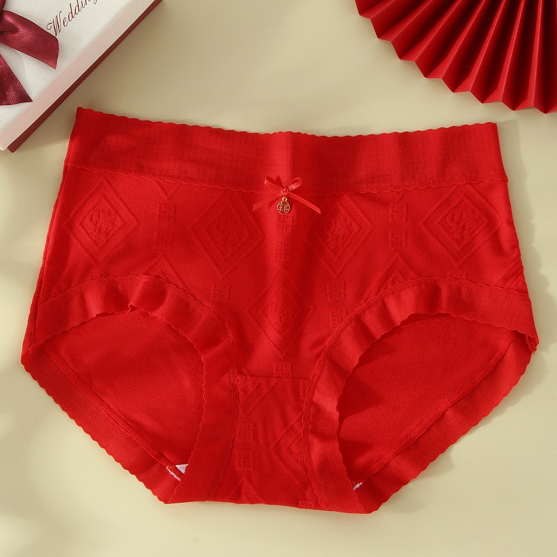 Año DE NACIMIENTO ropa interior roja entrepierna de algodón para mujer antibacteriano sin costuras cintura alta conejo año dragón boda calzoncillos de algodón