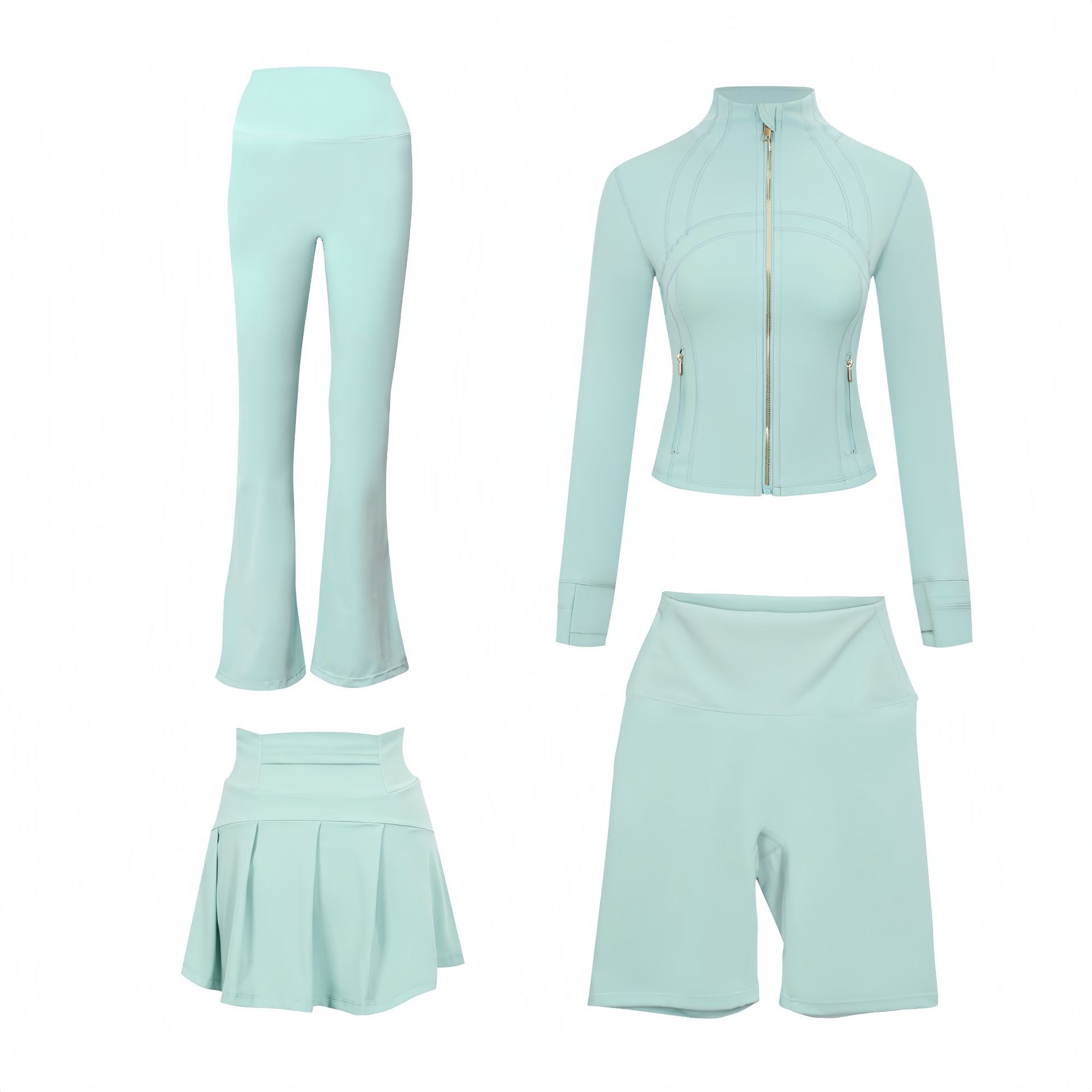 Women's Slim Fit Elastic Active Set With Jacket And Skirt_voghion.com