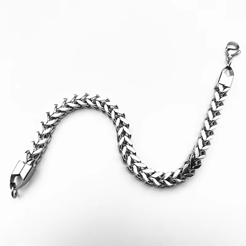 Street Occasion Titanium Steel Material Hip-Hop Solid Color Titanium Steel Men's Bracelets Men's Chain Bracelets