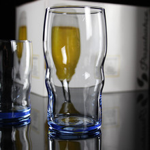 libbey利比波浪纹玻璃水杯餐厅餐饮水杯蓝色牛奶果汁杯酒杯漱口杯