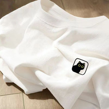 短袖t恤男情侣装纯棉潮牌流行T恤圆领宽松体恤白色上衣运动服