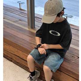 批发爆款韩版童装男童短袖T恤夏季儿童水洗做旧上衣夏装纯棉半袖