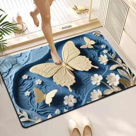 跨境爆品家用吸水耐磨耐脏地垫易打理垫子3D立体花卉软硅藻泥地垫