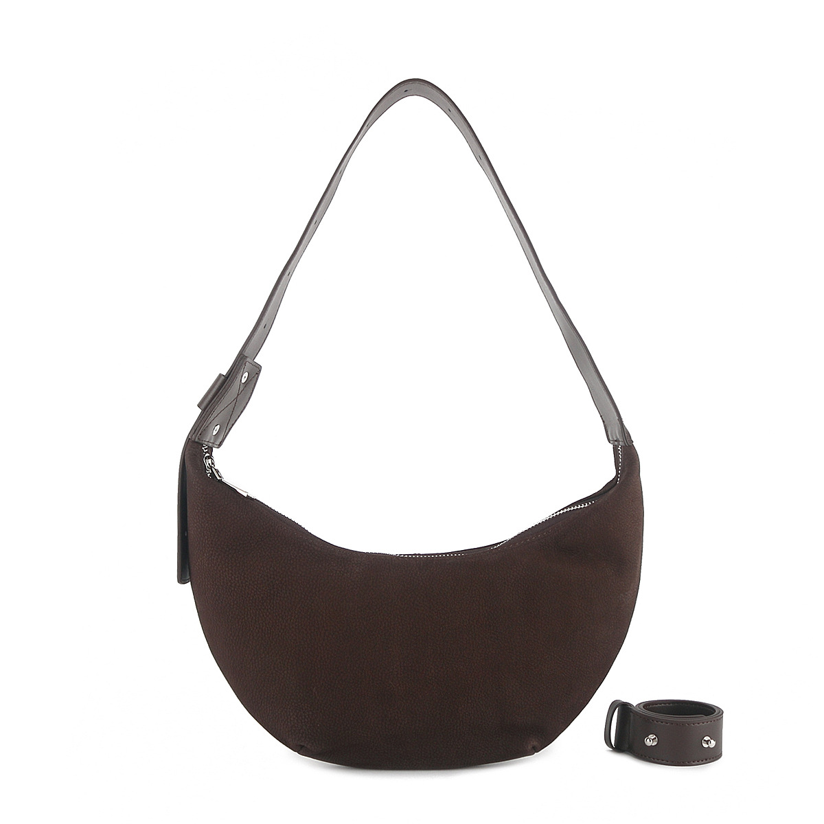 Women's Autumn/Winter New Maillard Retro Commuter Crescent Bag Top Grain Cowhide Underarm Shoulder Crossbody Hobo Bag - Thumbnail 7