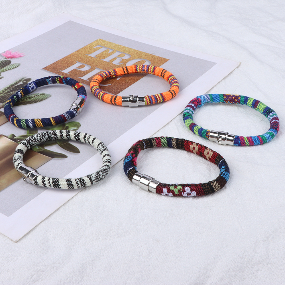 Unisex Gender Bohemian Geometric Alloy Cloth Woven Chain String Bracelets Wholesale