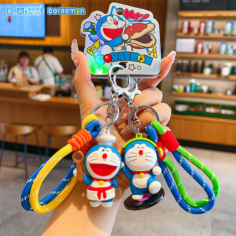 Authentic Doraemon Professional Dress-Up Jingle Cat Keychain Anime Peripheral Cute Doll Bag Pendant Chain