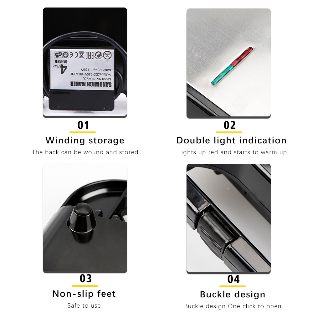 RAF piccola macchina per waffle per uso domestico, leggera, per il pane, tostapane, per la colazione, per toast, R.262_voghion.com