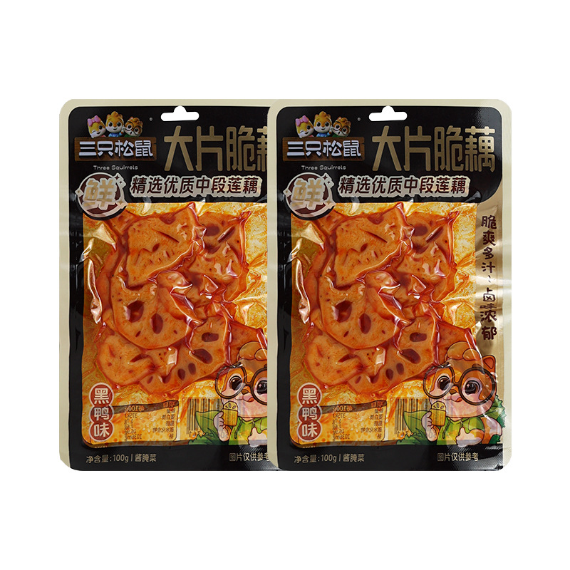 三只松鼠黑鸭味脆藕100g新鲜香辣洞庭藕片卤味休闲零食包邮
