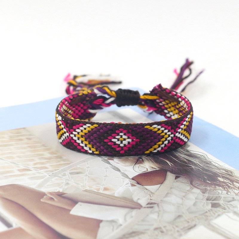 Nueva Cruz-frontera popular de color bohemio tejido pulsera fans correa de muñeca pulsera de la Amistad artística