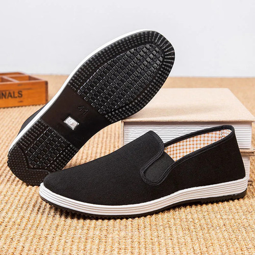 Old Beijing Cloth Shoes Men's Black Cloth Shoes Thick Layered Sole Shoes One-Piece Men's Low-Top Cloth Shoes Drop Ship One Piece