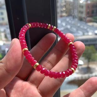 Love Stone Natural Ruby Phaseless Seiko Bracelet Eight Diamond Face Exploding DIY Silver Spacer Bracelet