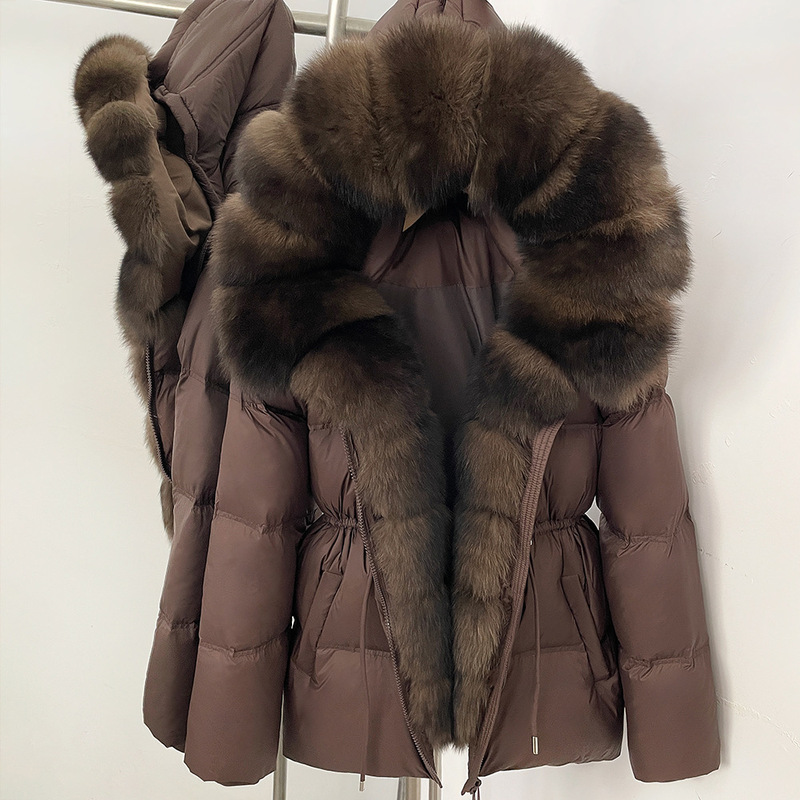 Women's New Winter Style High-End Fur Coat with Thickened Warm Detachable Real Fox Fur Collar and Hooded down Jacket Women's New Winter Style High-End Fur Coat with Thickened Warm Detachable Real Fox Fur Collar and Hooded down Jacket