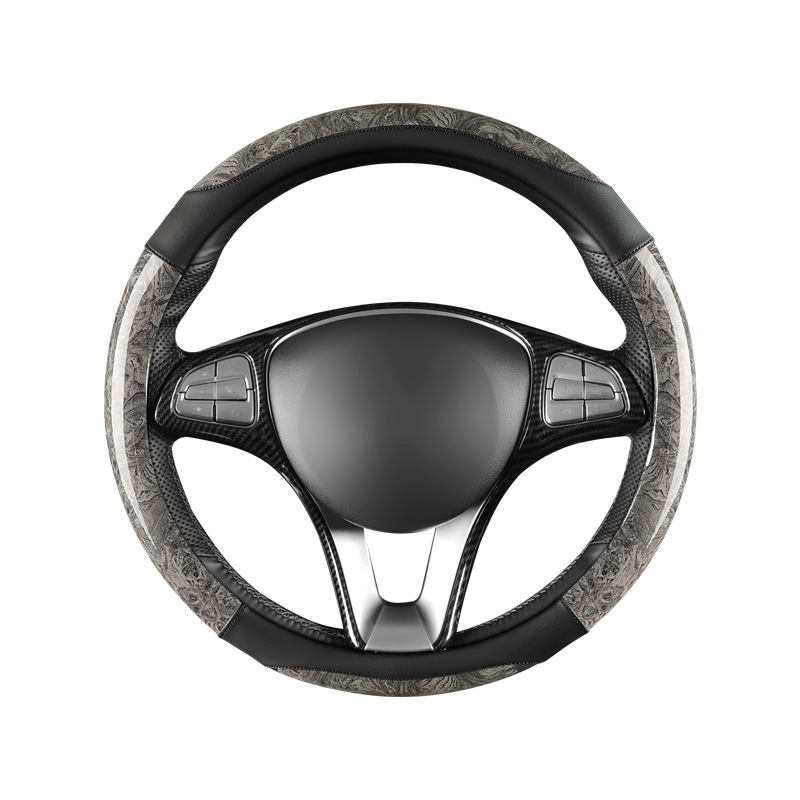 Car peach wood pattern steering wheel cover ultra-thin four-season universal summer non-slip half set of card-type decorative handle cover for men