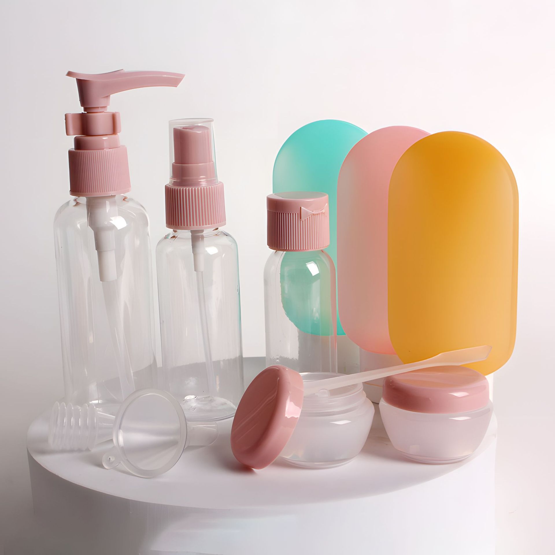 Juego de viaje de subembotellado, botella de cosméticos, botella de plástico, botella de loción, botella de champú, botella de spray, juego de once piezas