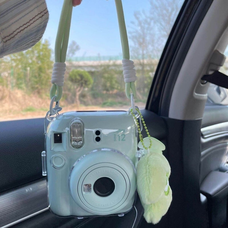 [mini12 transparent shell] instax crystal shell, clapping hard shell camera shell chain tide
