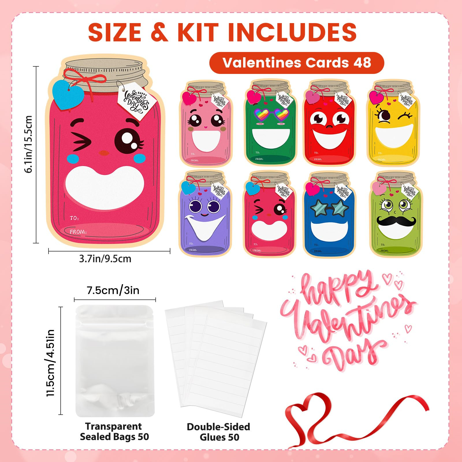 단일 축하 카드(접착 스트립 + 지퍼백 포함)