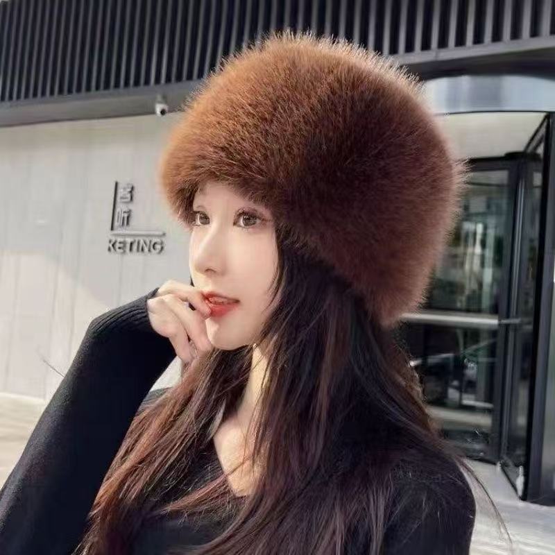 Peludo transfronterizo nuevo sombrero de hadas otoño e invierno engrosado piel imitación de zorro anillo sombrero de pelo protector de orejas sombrero caliente para niños moda