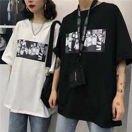 【牛奶丝】跨境外贸女装2022夏季短袖T恤女新款韩版短袖T恤男女潮