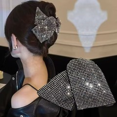 新款黑色闪钻三角抓夹女韩系高级感发量多发夹后脑勺头饰鲨鱼夹子