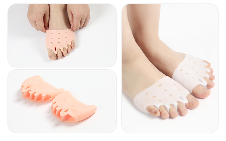 55g Weight A Pair Quantity Daily Occasion Solid Color Pattern Winter, Summer, Spring Season Women's Gender Five-hole Honeycomb Forefoot Hallux Valgus Big Foot Overlapping Shock Absorber Sebs Silicone Split Toe Forefoot Nursing Pad