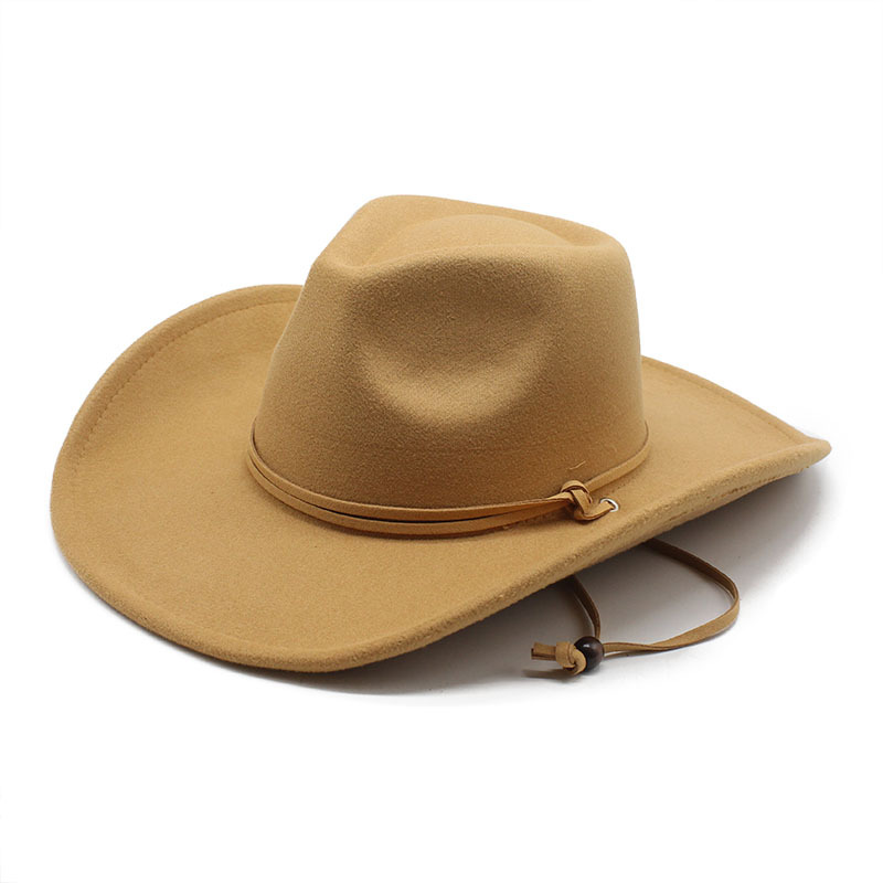 Unisex Retro Cowboy Style Solid Color Wide Eaves Fedora Hat display picture 3