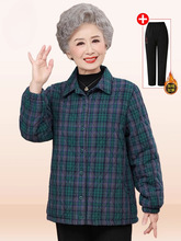 妈妈夹棉外套纯棉薄款棉服秋装新款中年女春秋中老年人奶奶装衬衫