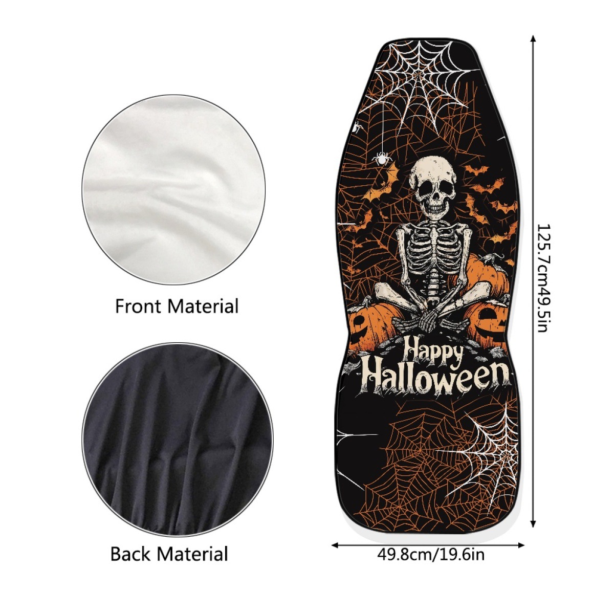 Cross-border Halloween-themed printed seat covers, featuring ghost and pumpkin designs, available for custom orders. Includes a set of two car seat protectors