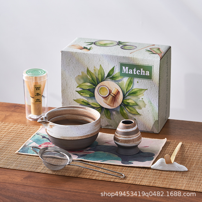 日式粗陶茶宪立 创意百本立抹茶刷托 茶道配件陶瓷窑变复古茶宪托|undefined