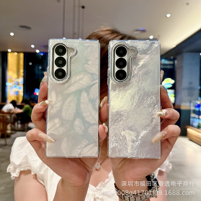 Suitable for Samsung Galaxy Z Fold6/7 Phone Case with Glitter Magnetic Stand Flip Cover Folding Screen Protective Hard Case