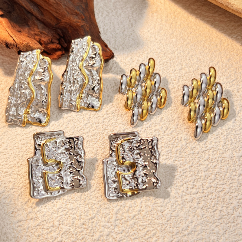 All Seasons Season Women's Gender PVD Coated Real Gold Plated Color Block 304 Stainless Steel Streetwear Waterproof Non Tarnish Ear Studs