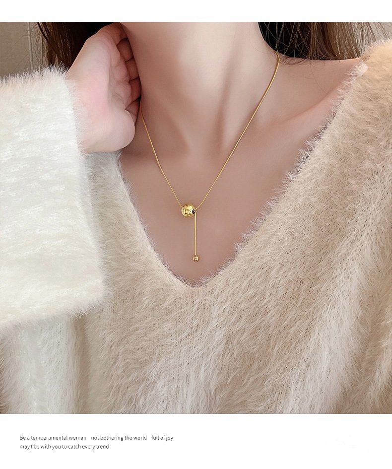 12g Weight Pendant Necklace Classification 1 Piece Quantity Daily Occasion Titanium Steel Material Ball Pattern Women'S Gender Simple Style Style Simple Style Ball Titanium Steel Pendant Necklace 1 Piece 5