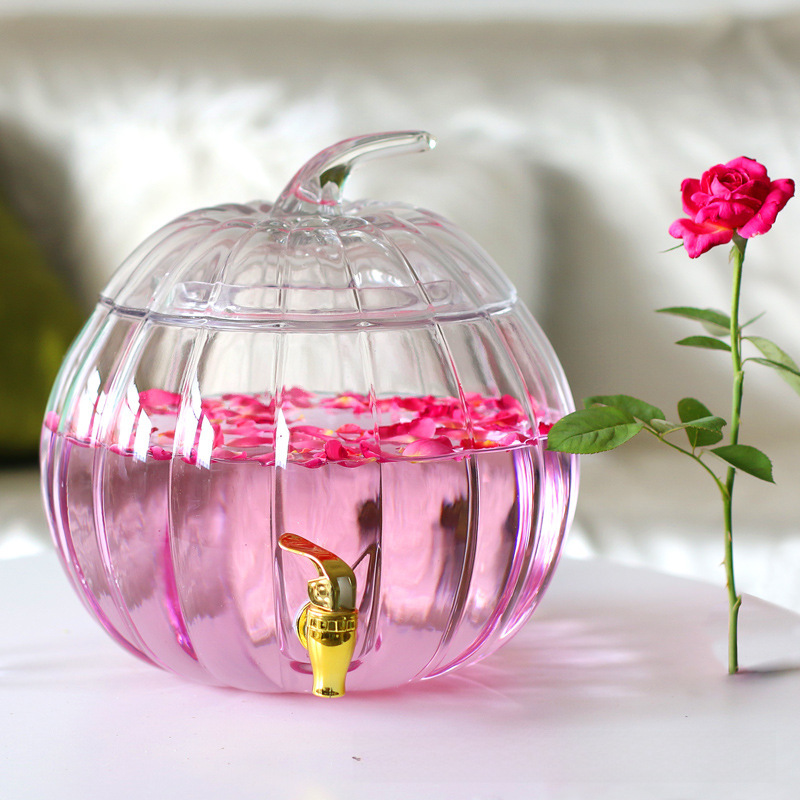 Pumpkin bottle fruit juice tank with faucet glass cold pot hotel…