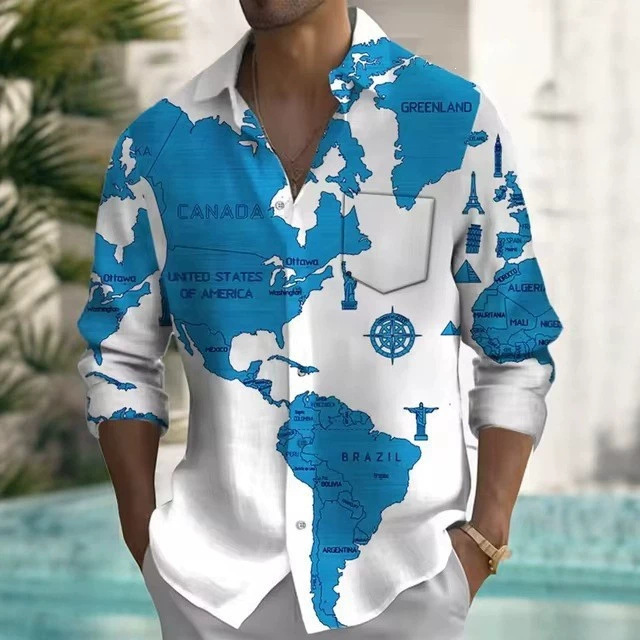 New Long-Sleeved Printed Shirt Suitable for Men's Street Style Casual Unisex Retro Pattern Printed Long-Sleeved Shirt New Long-Sleeved Printed Shirt Suitable for Men's Street Style Casual Unisex Retro Pattern Printed Long-Sleeved Shirt