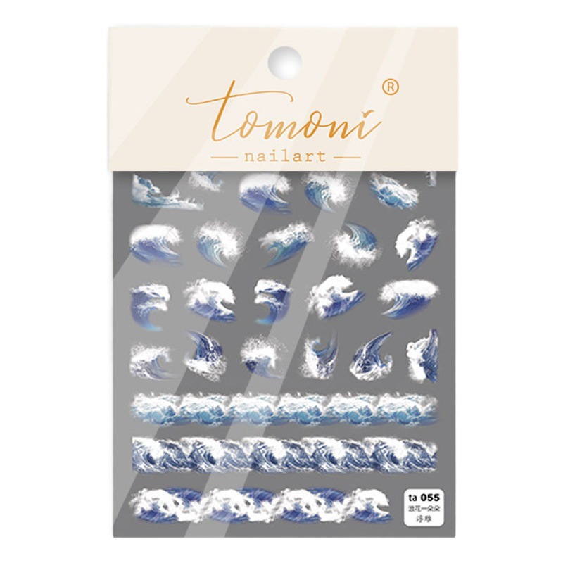 Tomoni japonés pegatinas de uñas en relieve pegatinas de uñas Klein olas del Océano Azul uno por uno en tres dimensiones