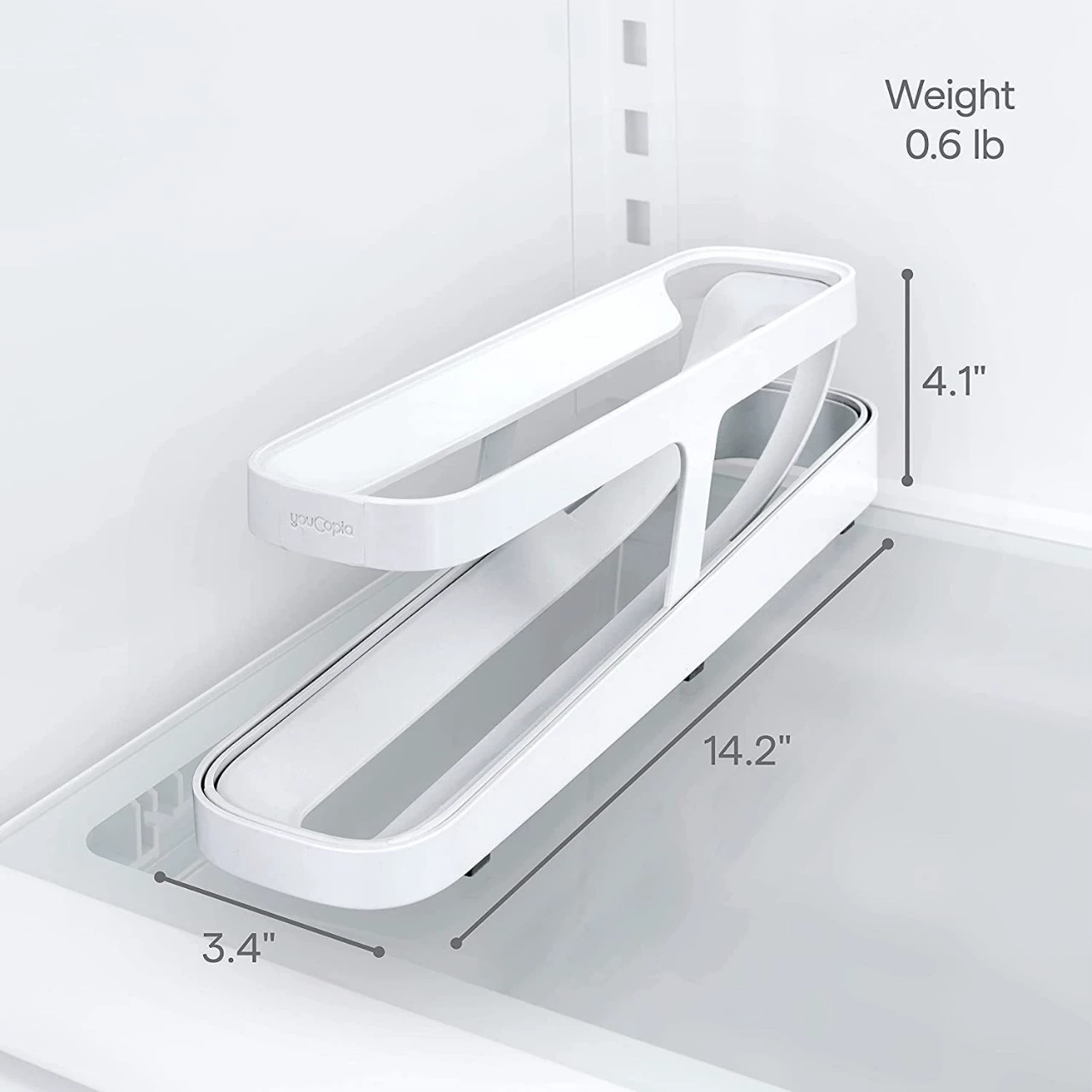Refrigerator Rolldown Egg Dispenser — Compact Rolling Egg Storage Rack, White/Color Box