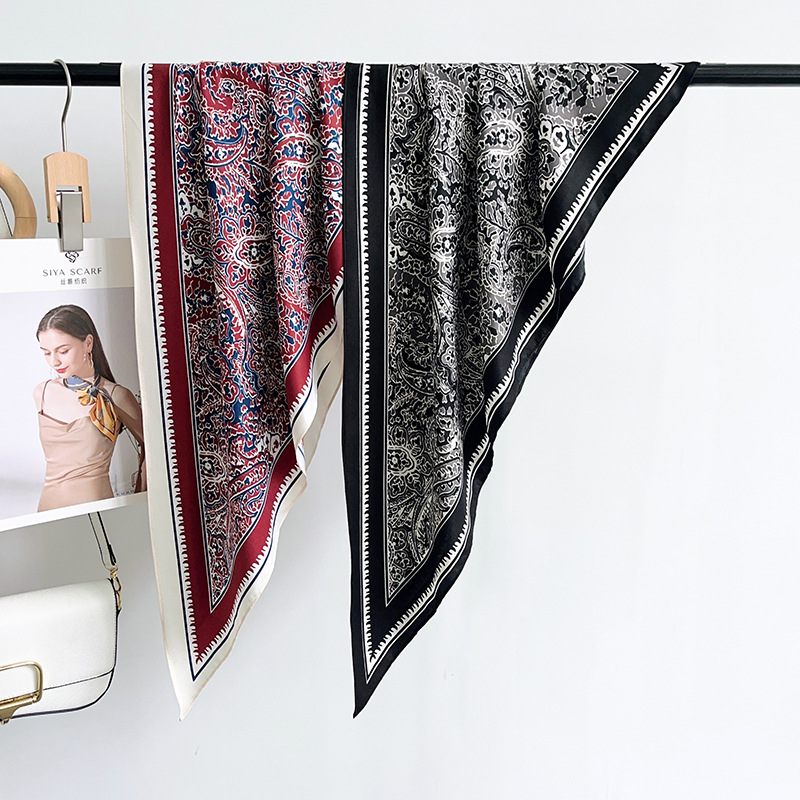 ¡El estilo francés de Hepburn! Twill bufandas mujeres viejas paisley anaju bufandas bufandas decorativas bufandas