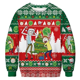 2022 Amazon Digital Purchase European and American Cross-Border Christmas Digital Printing Couple Style Pullover Round Neck Long-Sleeved Sweatshirt