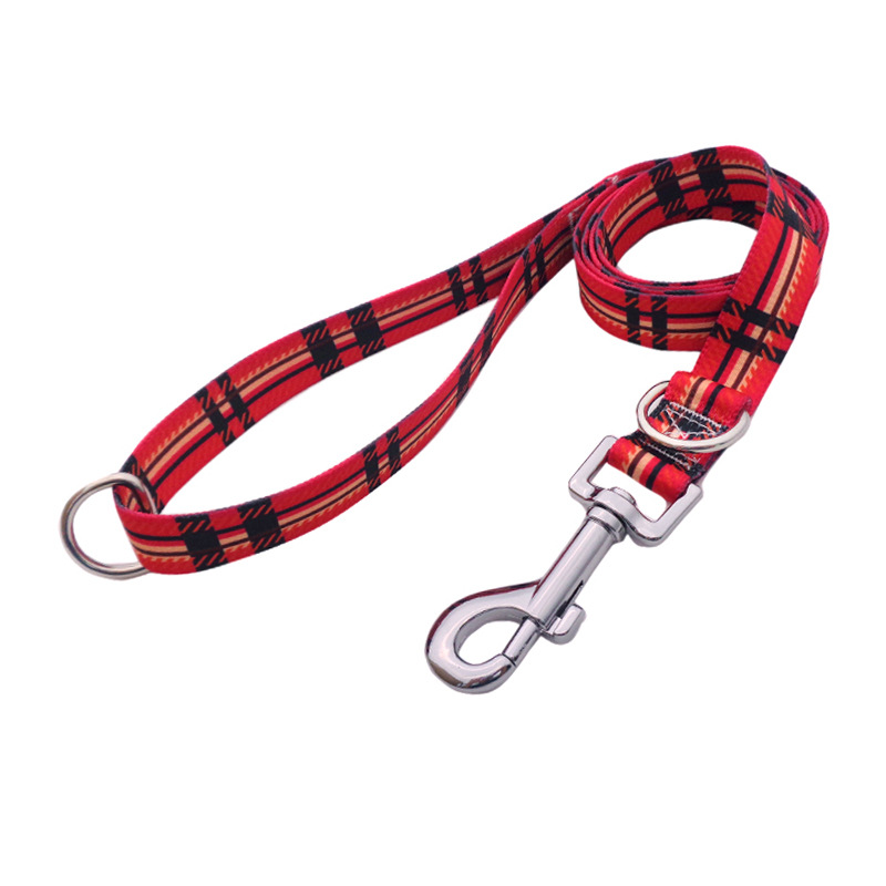 Mascota cuerda doble D hebilla perro Correa perro caminar cuerda poliéster Impresión digital cinta perro Correa longitud ajustable